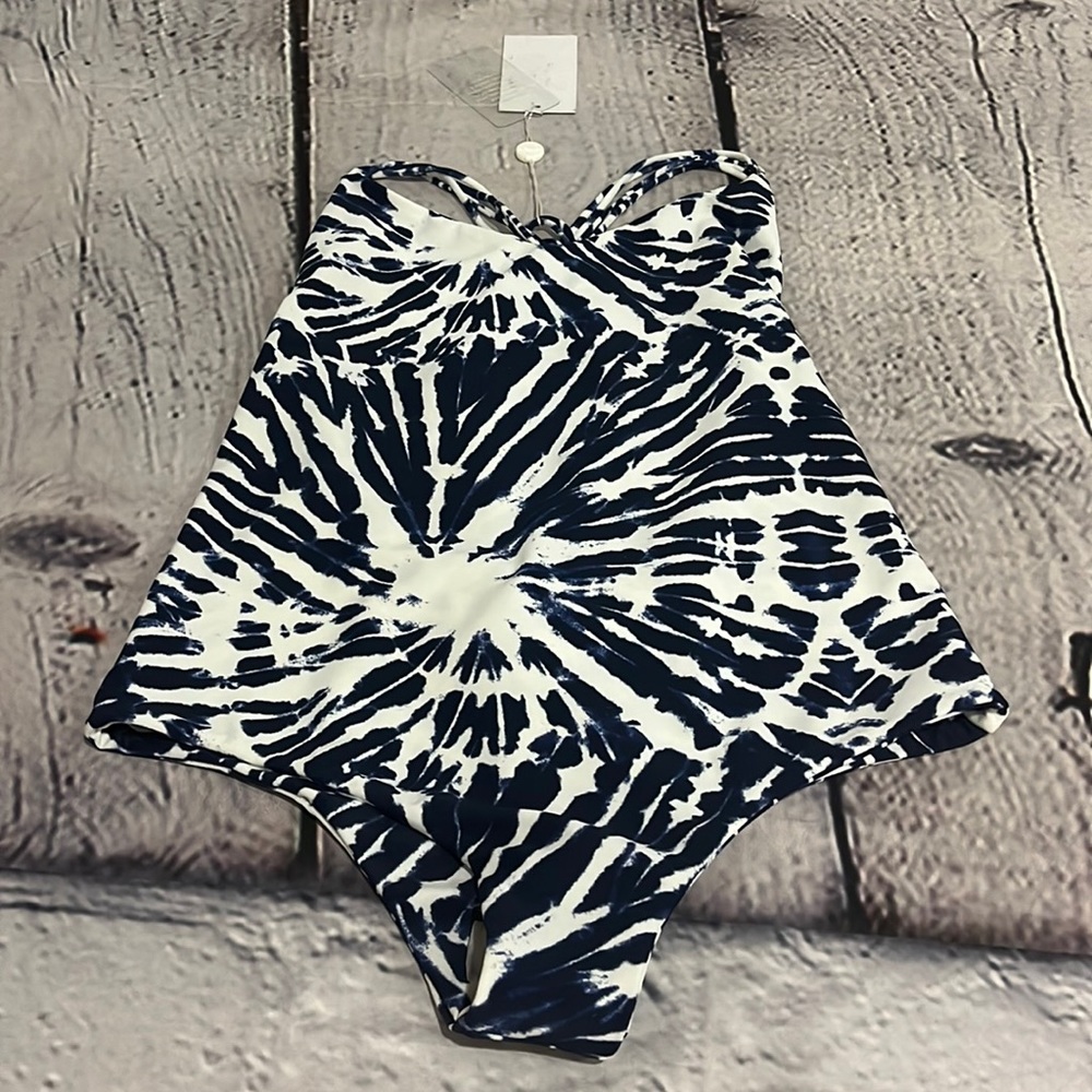 Mikoh Navy and White One Piece Swimsuit